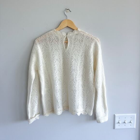 SEZANE Paris Louison Kid Mohair Jumper Knit Pullover Sweater Ecru Ivory M - Picture 3 of 13